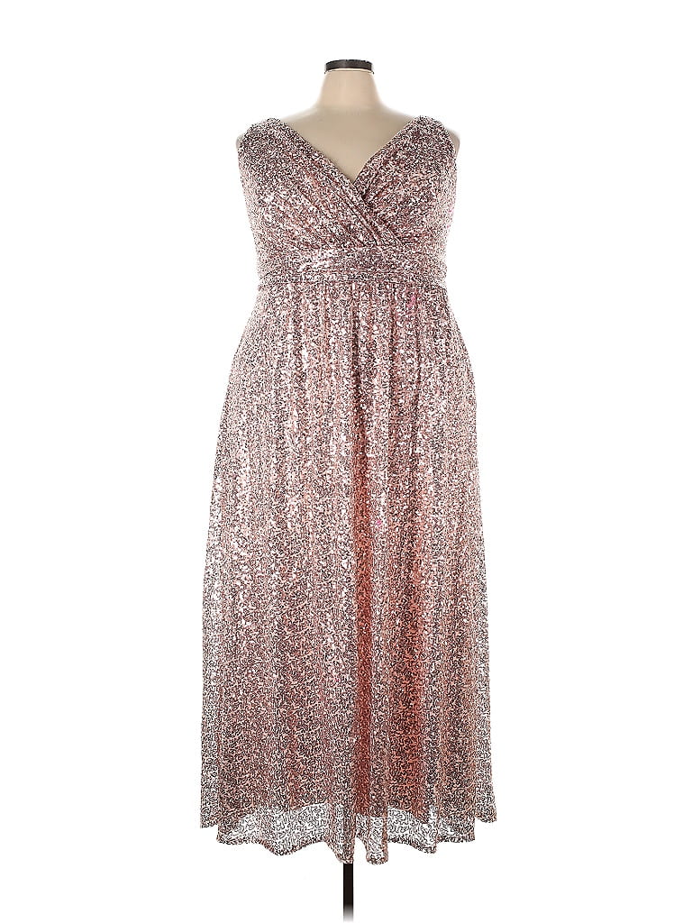 Robe David's Bridal Taille 10 - Longue, Une épaule - Saumon/corail - Occasion TB