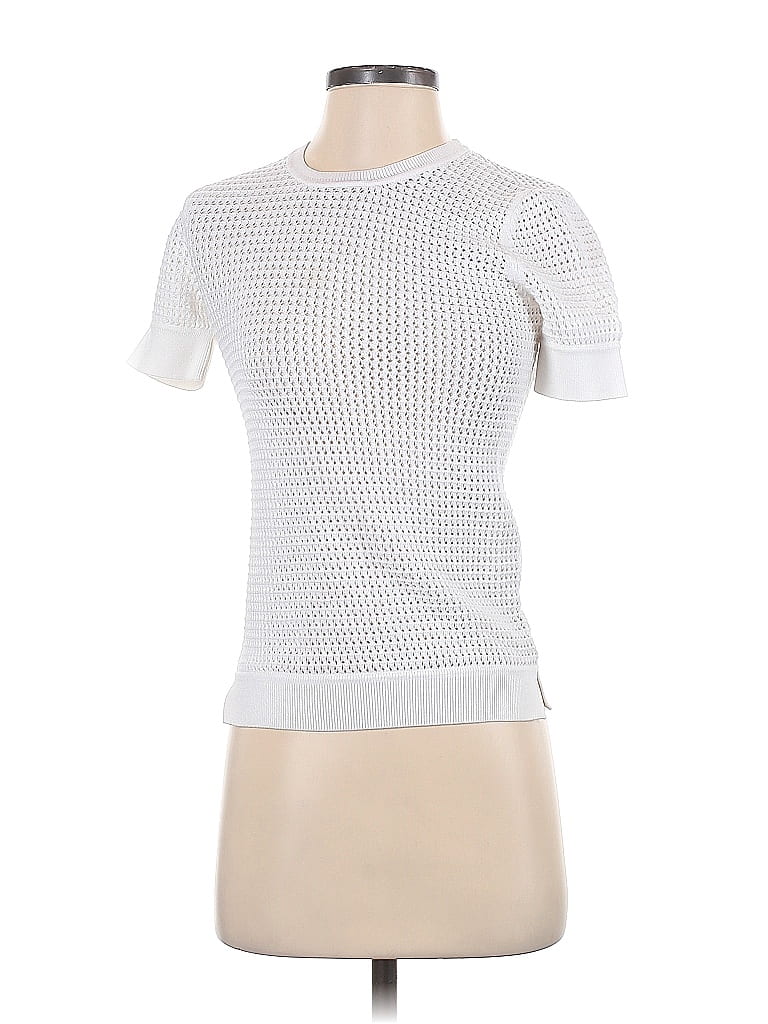 THEORY Pre-owned Short Sleeve Top White Mock Neckline Tops