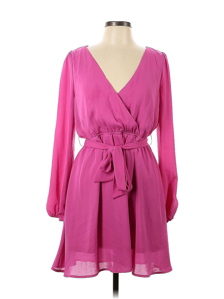 Mi ami 100% Polyester Solid Pink Cocktail Dress Size L - 52% off | ThredUp