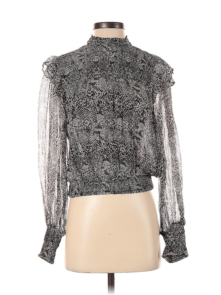 Pre-owned Free People Long Sleeve Blouse In Silver