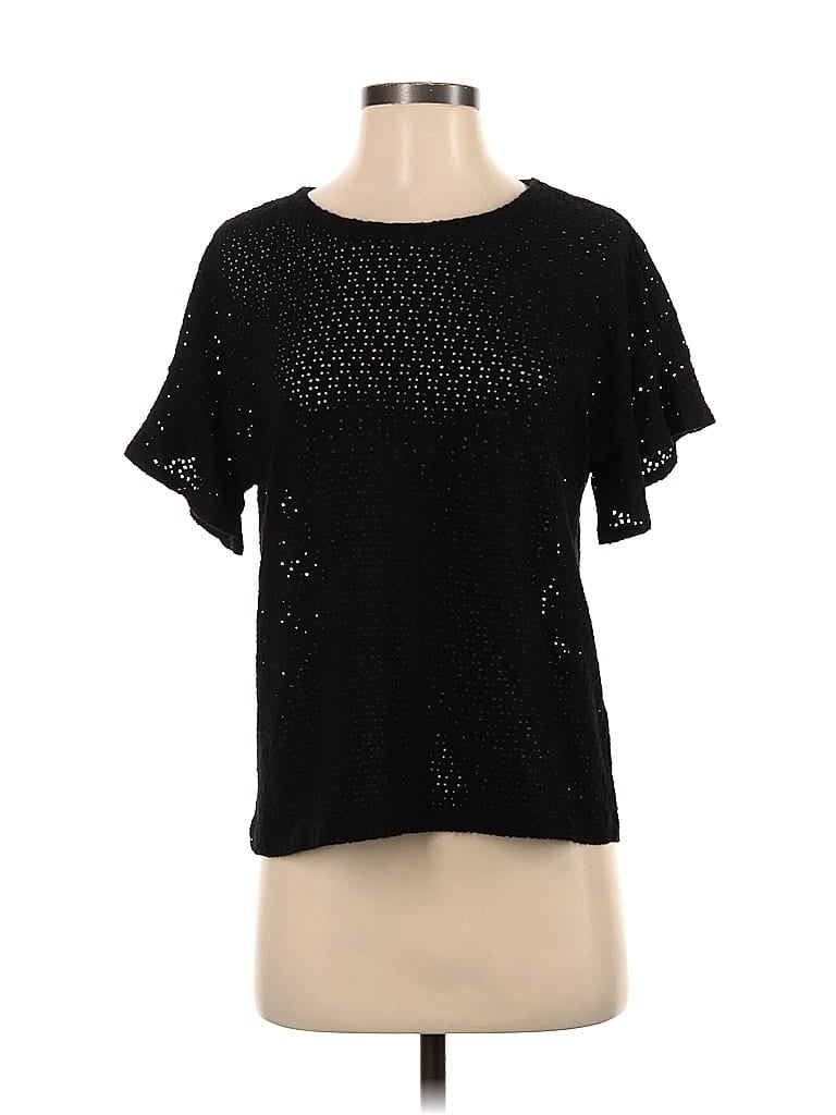 Pre-owned Banana Republic Factory Store Short Sleeve Top Black Keyhole Neckline Tops