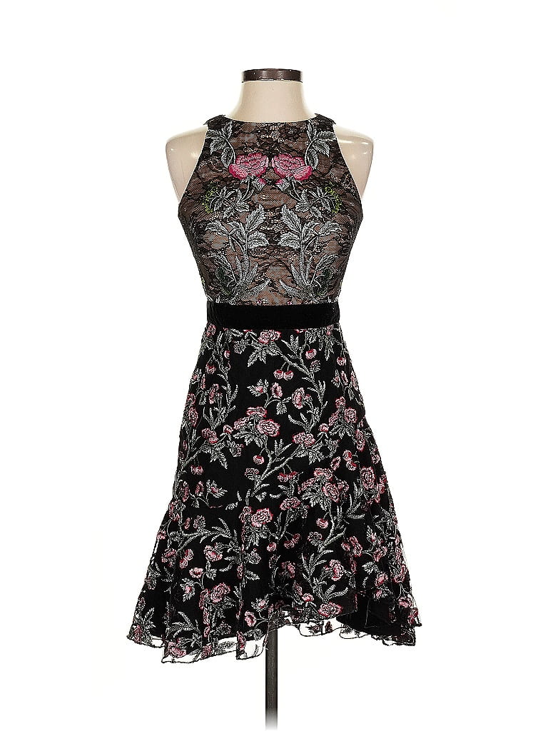 ML Monique Lhuillier Paisley Black Cocktail Dress Size 0 - photo 1
