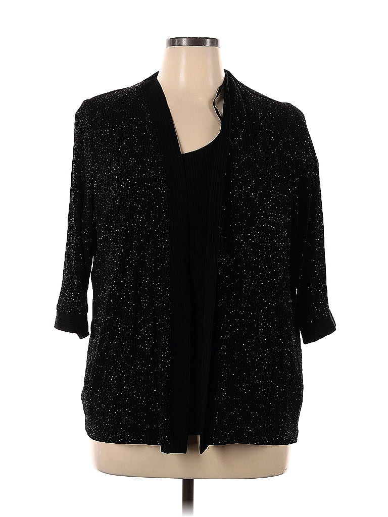 Pre-owned R & M Richards Long Sleeve Top Black Cowl Neck Tops