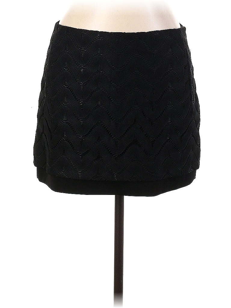 Diane von Furstenberg 100% Polyester Chevron-herringbone Black Casual Skirt Size 10 - photo 1