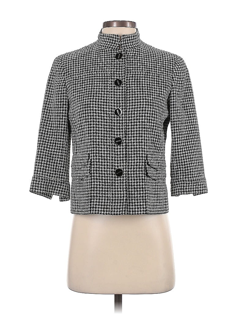 Carlisle 100% Cotton Houndstooth Gray Blazer Size 0 - photo 1