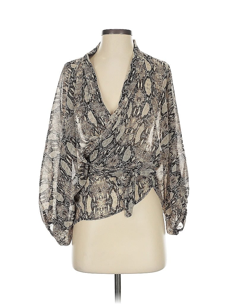 Pre-owned Blu Pepper 3/4 Sleeve Blouse In Silver