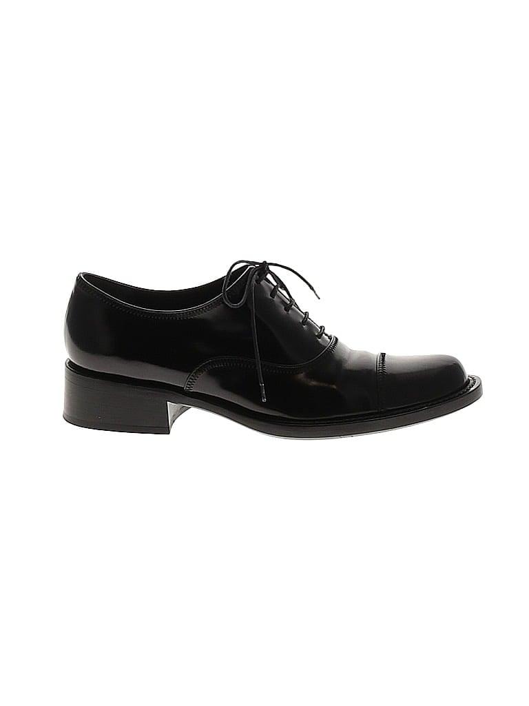 Prada 100% Leather Black Oxfords Size EU 37 1/2 - photo 1