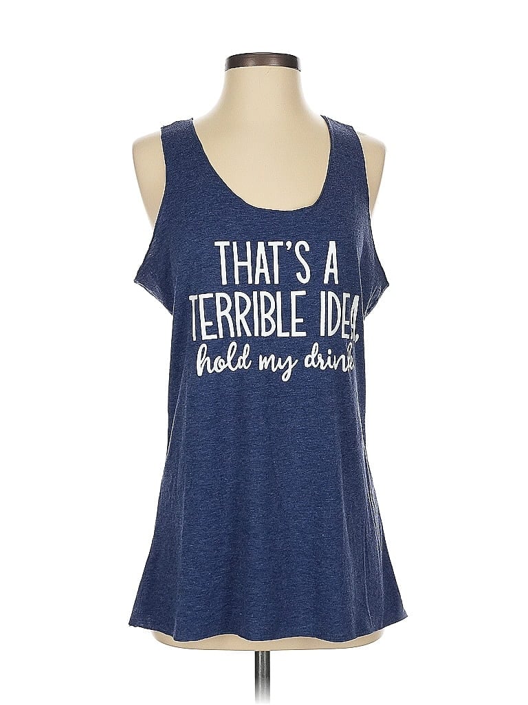 Pre-owned Unbranded Tank Top Blue Cold Shoulder Neckline Tops