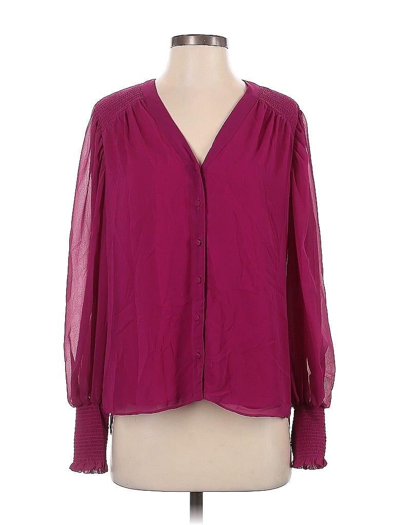 Pre-owned Vince Camuto Long Sleeve Blouse In Burgundy