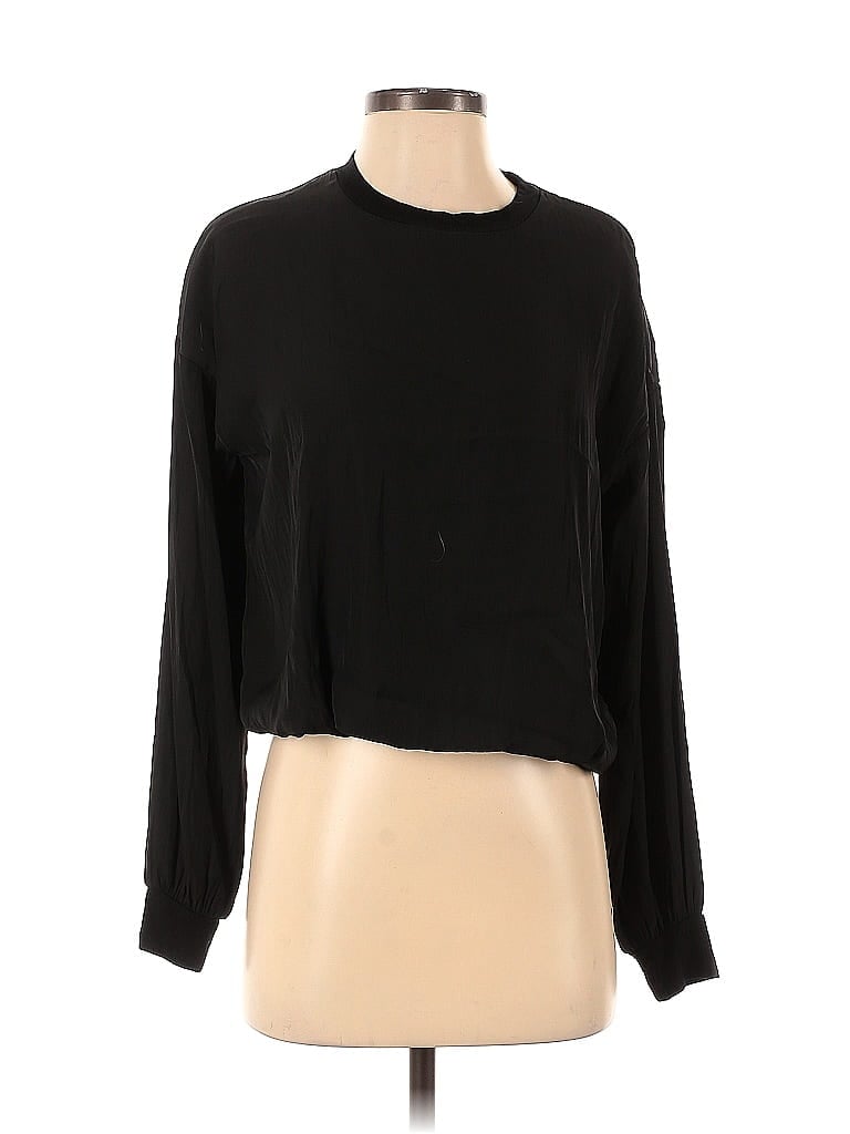 Pre-owned Lola And Sophie Long Sleeve Top Black Mock Neckline Tops