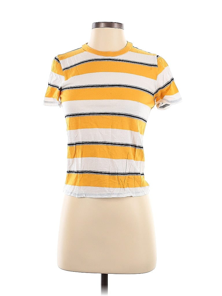 Essentials by Full Tilt 100% Cotton Stripes Yellow White Short Sleeve T-Shirt Size XS - photo 1