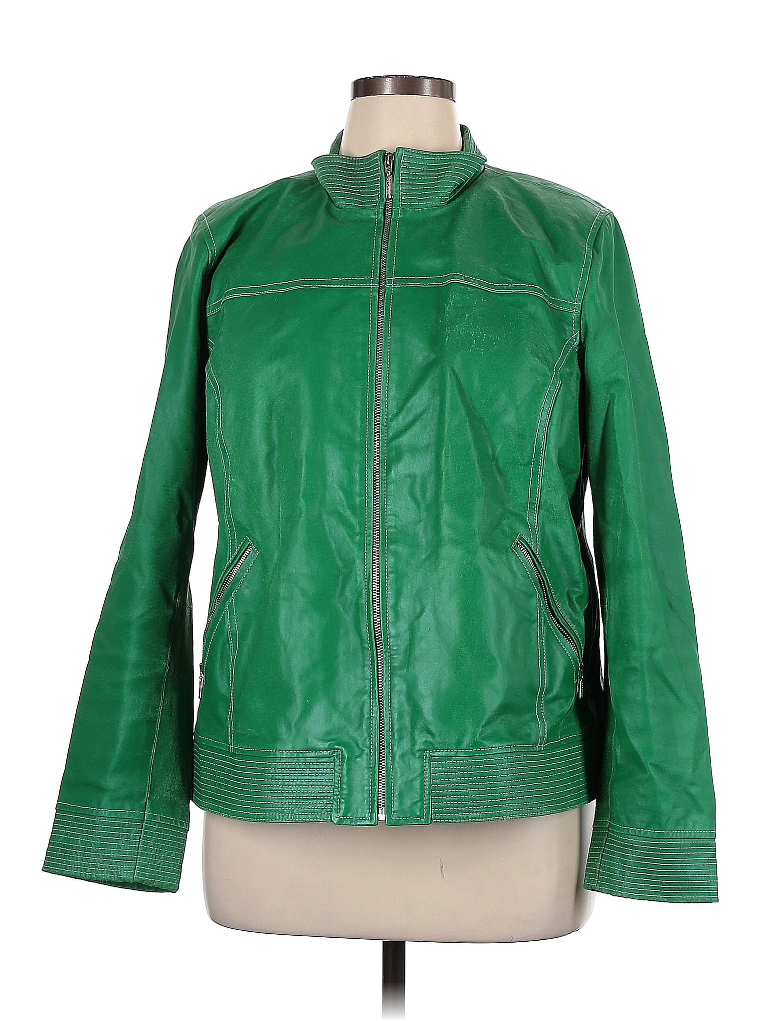 Bradley 100 Leather Green Leather Jacket Size XL 59 off ThredUp