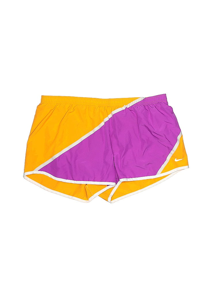 Nike 100% Polyester Color Block Purple Athletic Shorts Size L - photo 1