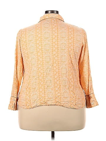 Cacique 3/4 Sleeve Button-Down Shirt (view 2)