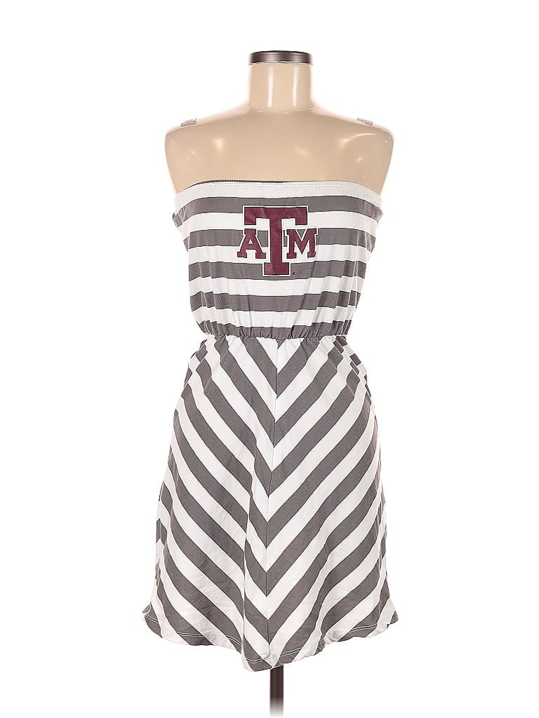 Livy Lu Stripes Gray Casual Dress Size M - photo 1