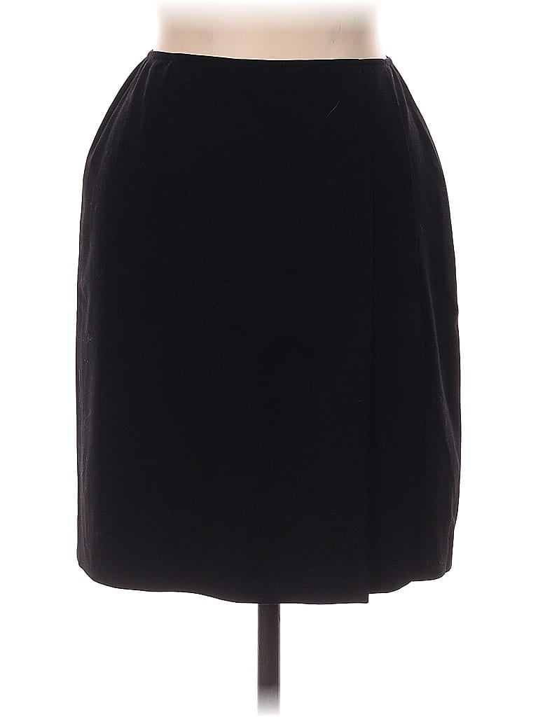 Pre-owned Petite Sophisticate Wool Skirt In Black