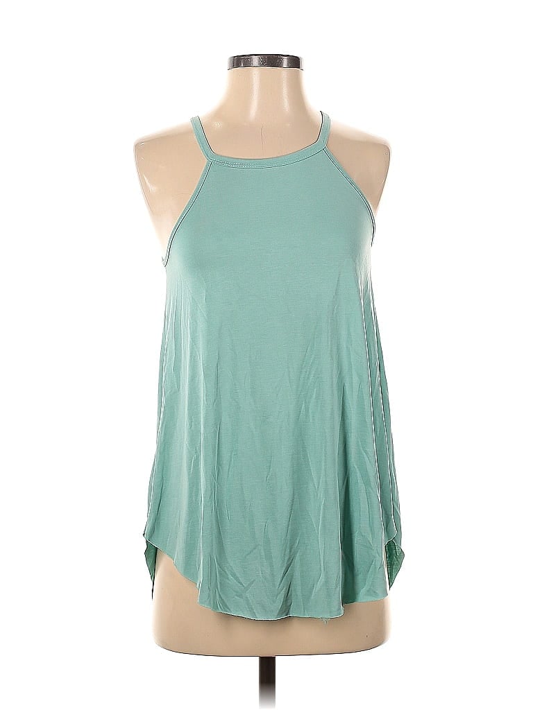 Pre-owned Moa Moa Tank Top Teal Halter Neckline Tops In Blue