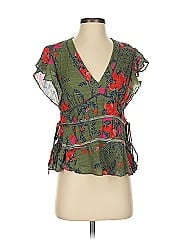 Tanya Taylor Short Sleeve Silk Top
