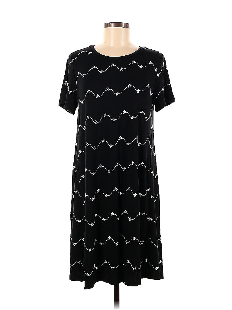 Ann Taylor LOFT Chevron-herringbone Black Casual Dress Size M