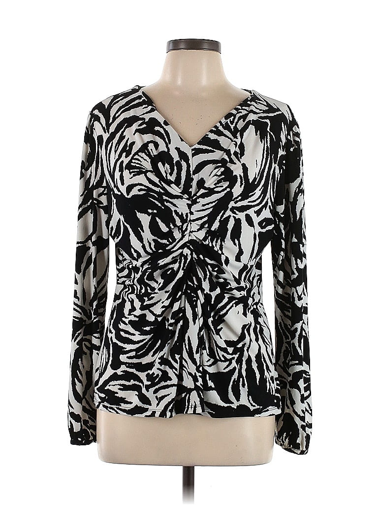 Alfani Women's Long Sleeve Collared Button up Top White Size Large