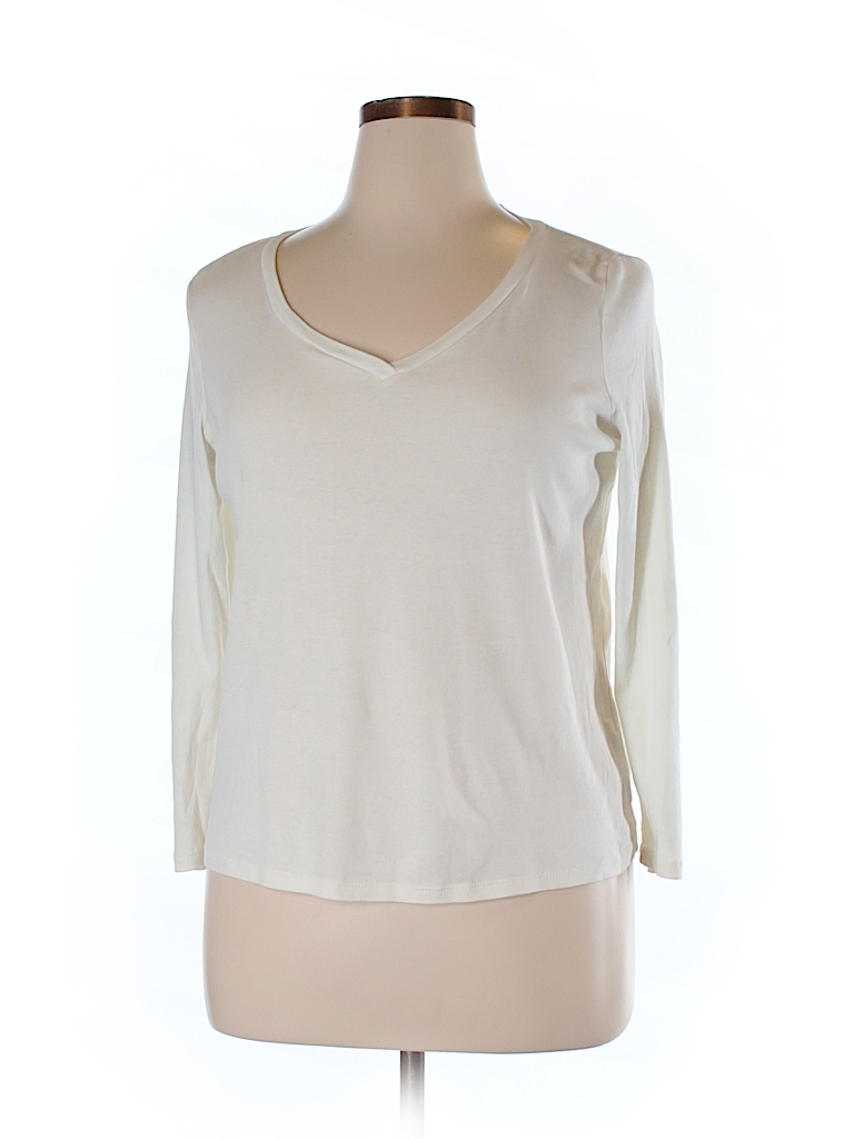 Talbots 100% Cotton Solid Ivory 3/4 Sleeve T-Shirt Size 1X (Plus) - 60% ...