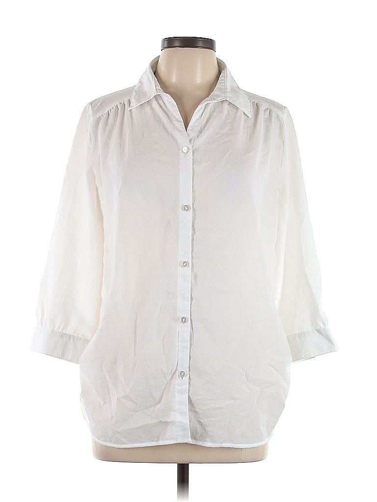 Pre-owned Assorted Brands 3/4 Sleeve Button Down Shirt In White