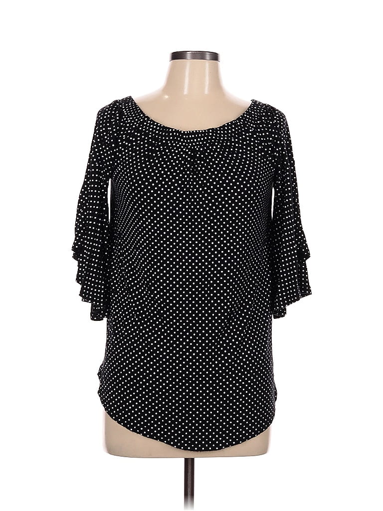 Pre-owned Ashley Stewart 3/4 Sleeve Blouse In Black