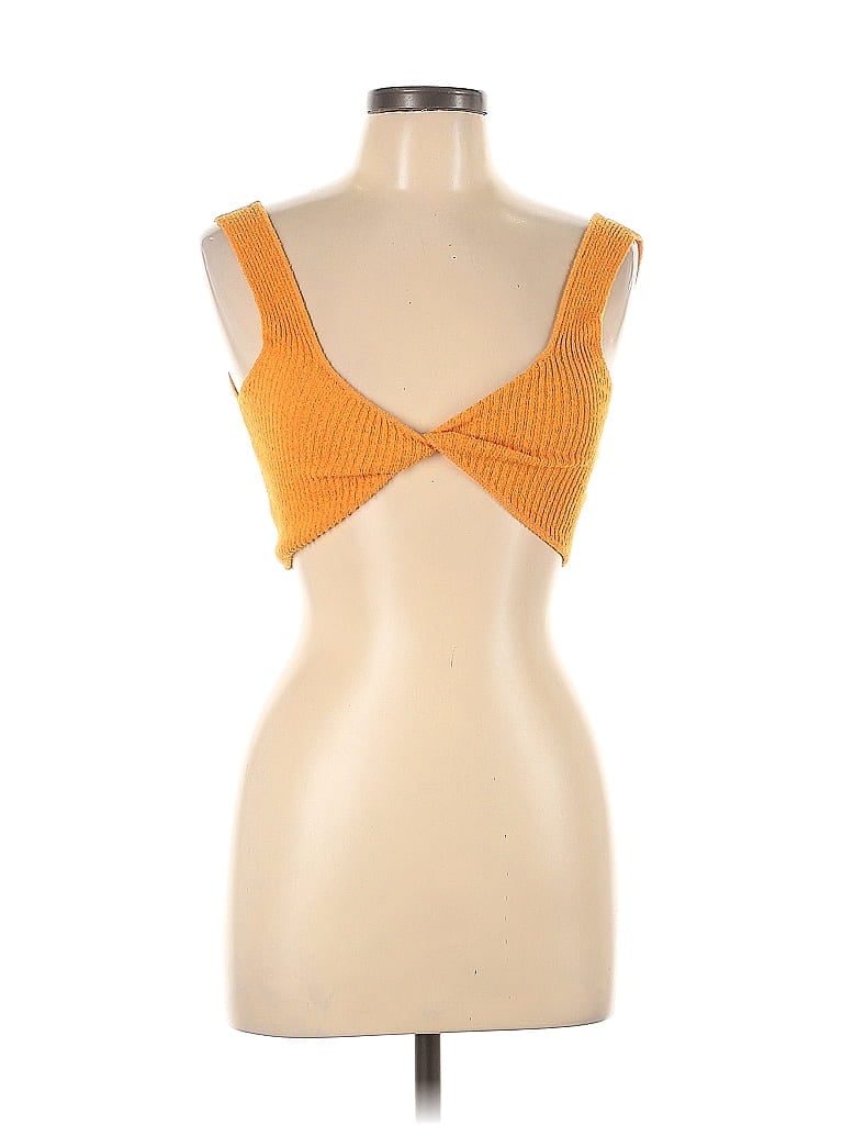 Click to view more detailed imagery on our partner's website Pre-owned Morning Mist Sleeveless Top Orange Strapless Neckline Tops