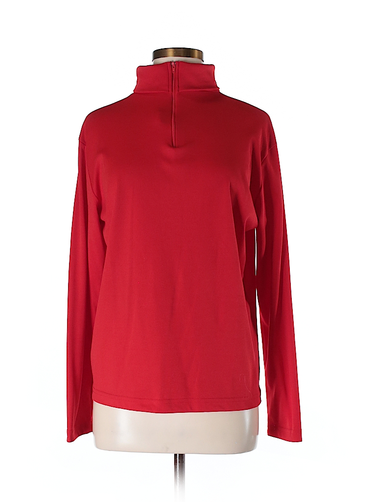 Vicki Wayne's 100% Polyester Solid Red Long Sleeve Turtleneck Size L ...