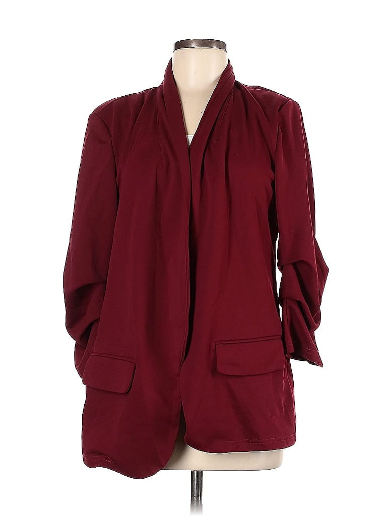 Pre-owned Shein Blazer Jacket In Burgundy