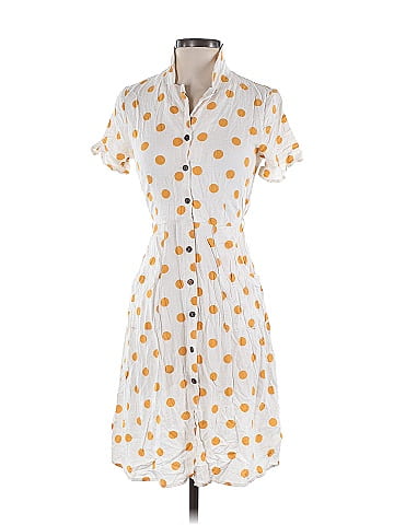 Monteau Polka Dots Yellow Casual Dress Size S 34 off ThredUp