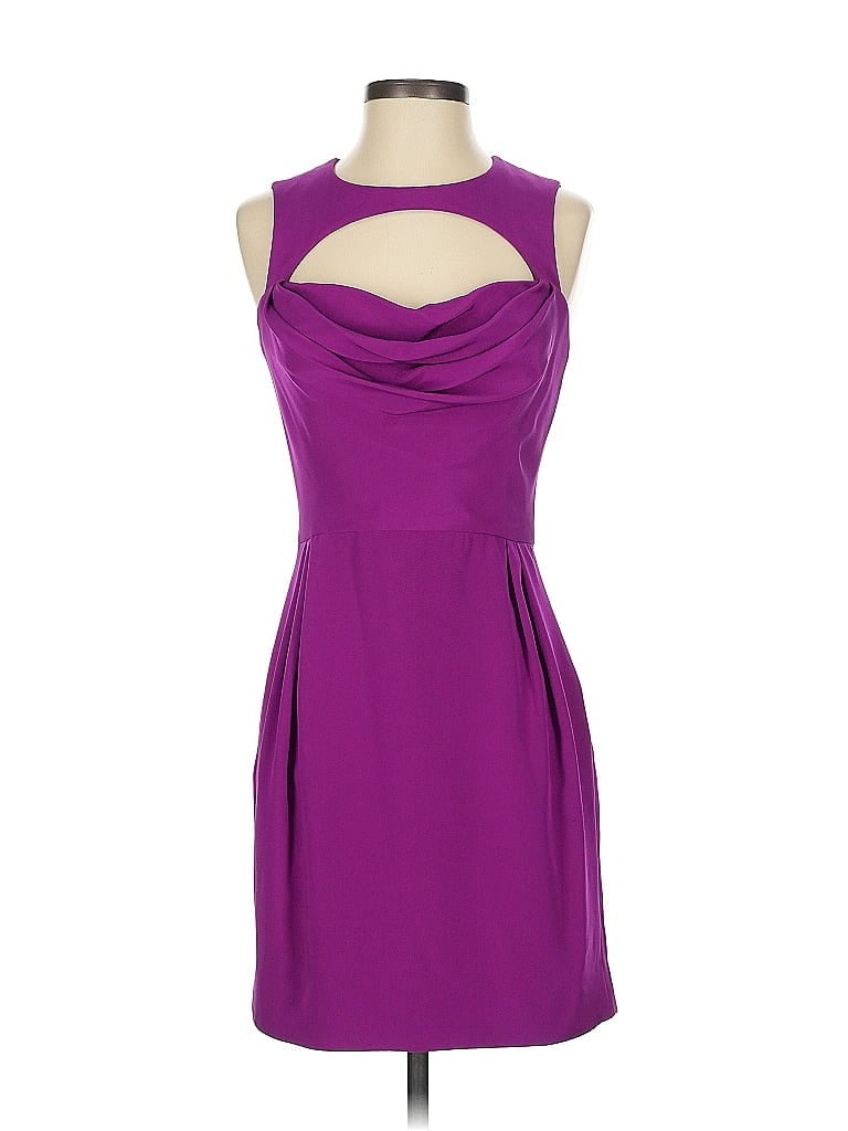Cushnie Et Ochs 100% Silk Solid Purple Cocktail Dress Size 4 - photo 1