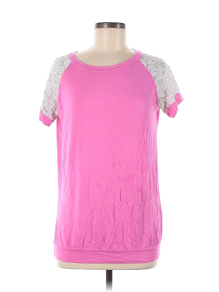 Egg 100% Spandex Pink Short Sleeve Top Size M - photo 1