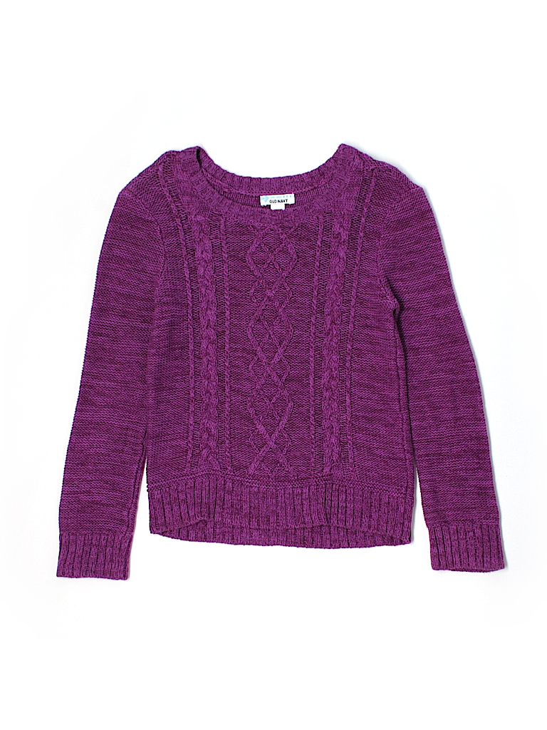 Old Navy 100% Cotton Solid Dark Purple Pullover Sweater Size M (Kids ...