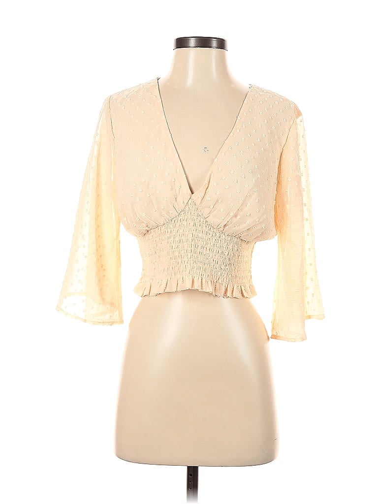 Pre-owned Lulus 3/4 Sleeve Blouse In White