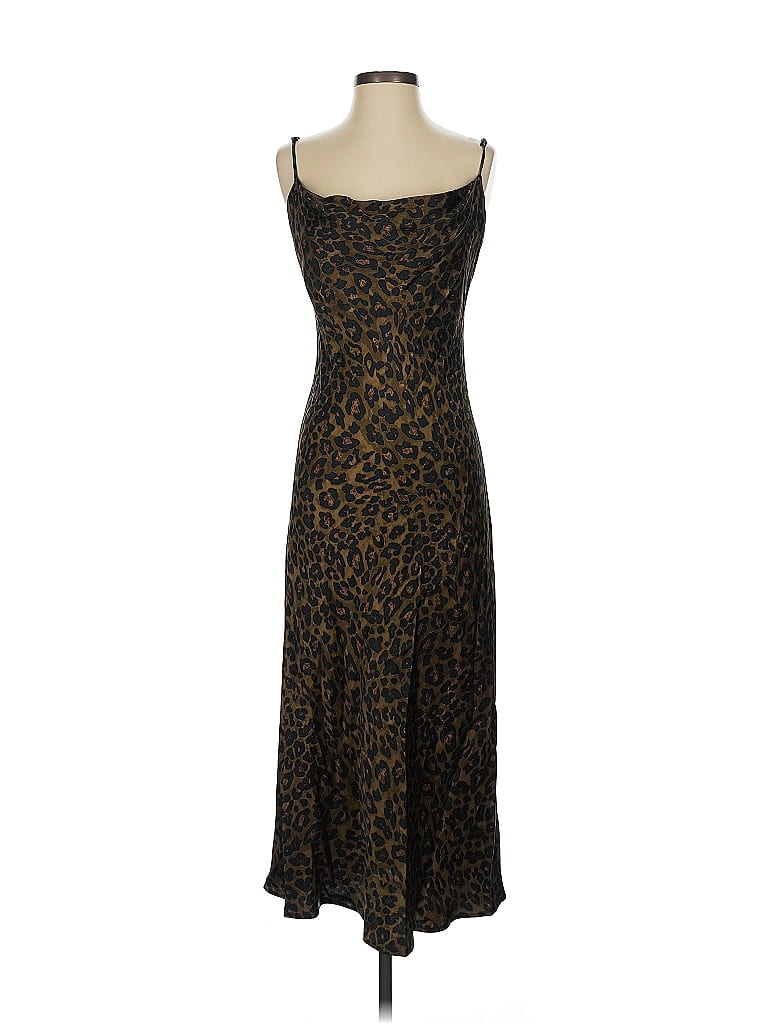 Zara 100 Viscose Animal Print Brown Casual Dress Size S 42 off