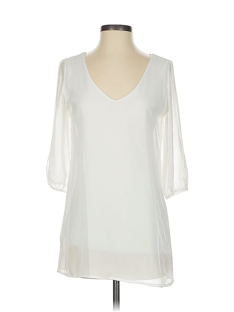 Pre-owned Lulus 3/4 Sleeve Blouse In White