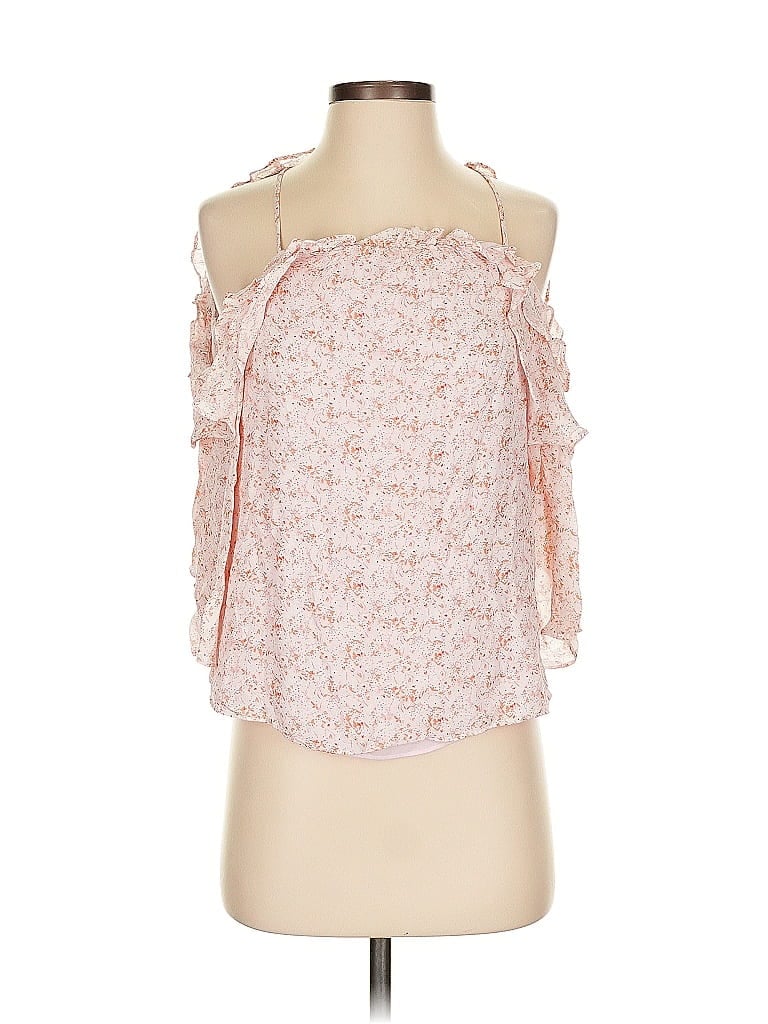 Pre-owned Parker 3/4 Sleeve Silk Top Pink Cold Shoulder Neckline Tops