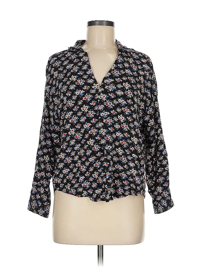 BROWNY Floral Black 3/4 Sleeve Blouse One size - photo 1