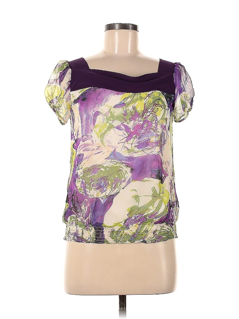 Pre-owned Assorted Brands Short Sleeve Blouse In Purple