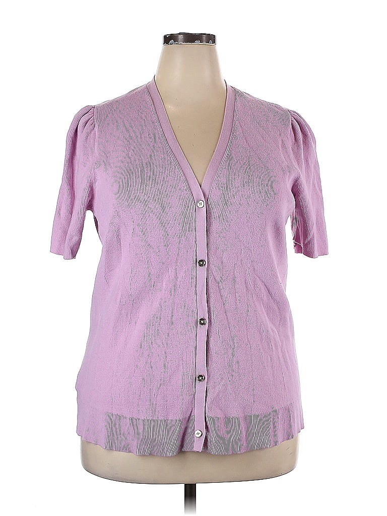 Robe Ann Taylor LOFT Violette, Beige Et Blanc - Taille XL, Col En V, Occasion Très Bon état
