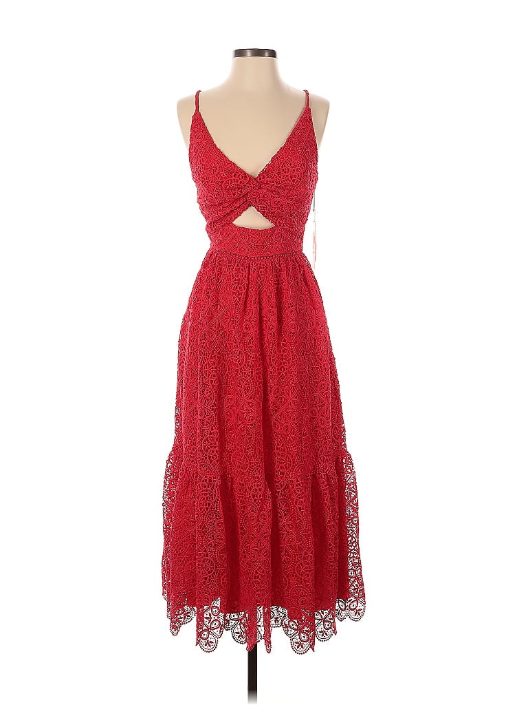 ML Monique Lhuillier 100% Polyester Hearts Red Cocktail Dress Size 4 - photo 1