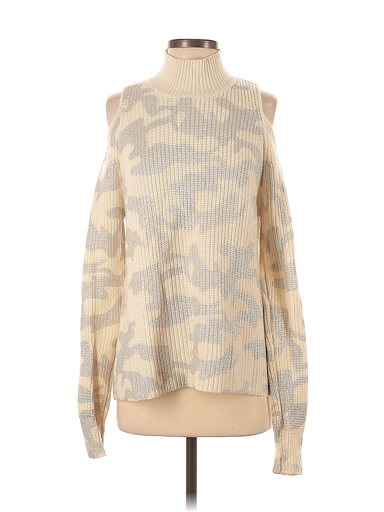 Zoë Jordan Camo Tan Metallic Camo Cold-Shoulder Sweater Size XS - photo 1