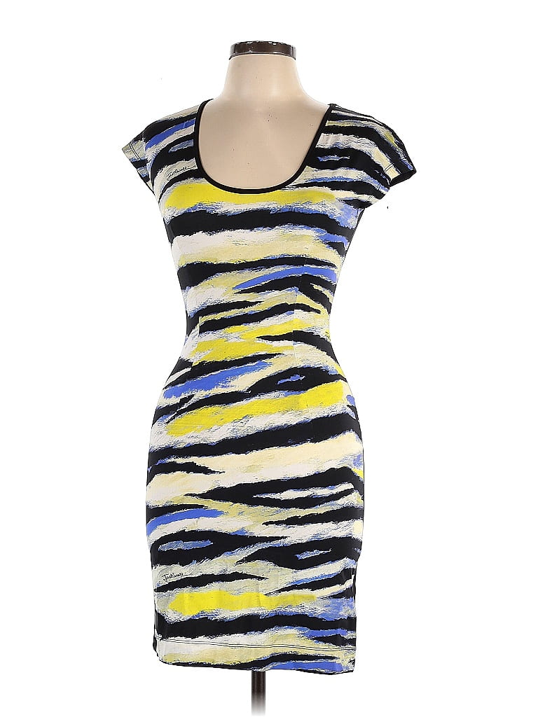 Just Cavalli Graphic Yellow Black Casual Dress Size EU (IT) 42 / US 6 - photo 1