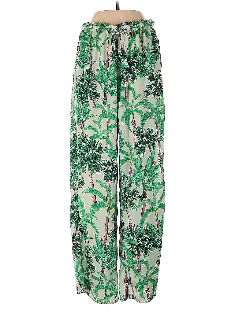 Assorted Brands 100% Polyester Tropical Green Casual Pants Size S - photo 1