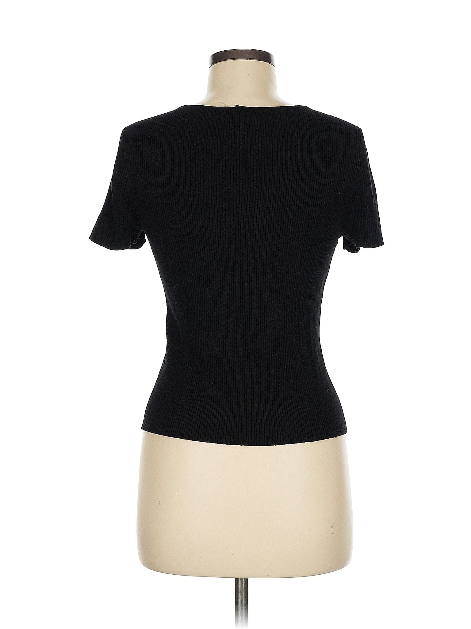 R.Q.T Women Black Short Sleeve Turtleneck M