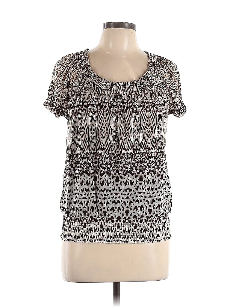 Pre-owned Inc International Concepts Short Sleeve Blouse In Gray