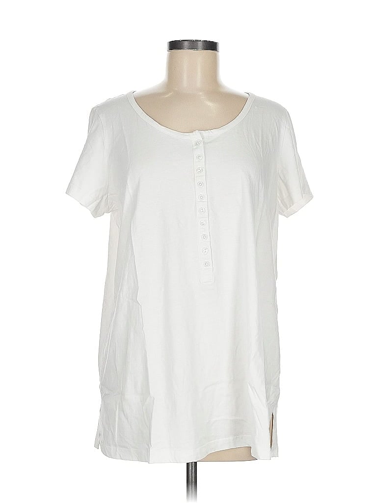 Woman Within White Short Sleeve Henley Size 14 - photo 1