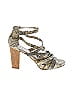 Kenneth Cole REACTION 100% Synthetic Animal Print Silver Tan Heels Size 10 - photo 1