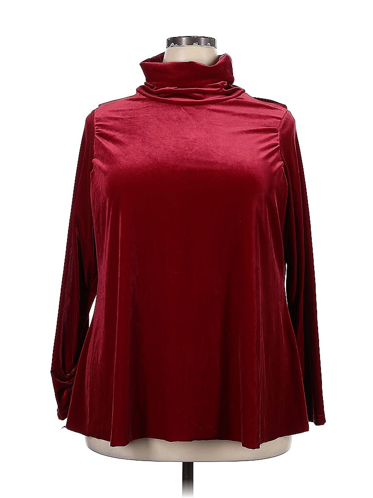 DG^2 by Diane Gilman Burgundy Long Sleeve Blouse Size 2X - photo 1